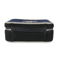 Chanel Navy Grey Multicolor Jersey Medium Filigree Vanity Case Handbag clasp