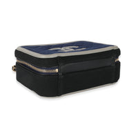 Chanel Navy Grey Multicolor Jersey Medium Filigree Vanity Case Handbag stamp