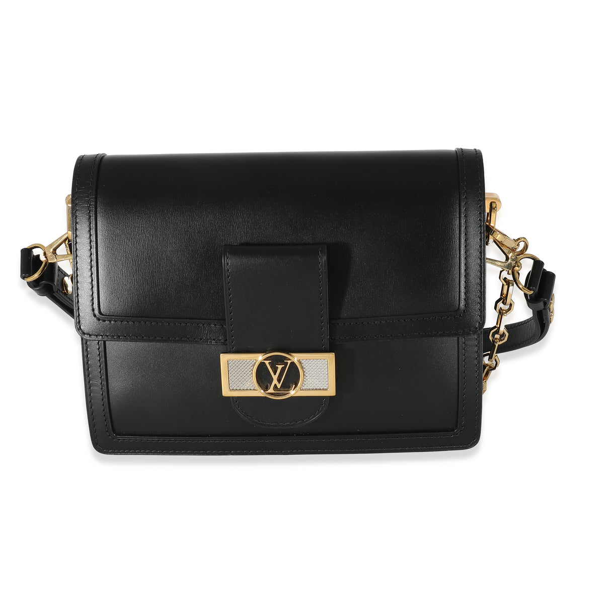 Louis Vuitton Black Smooth Leather Dauphine MM Handbag fv