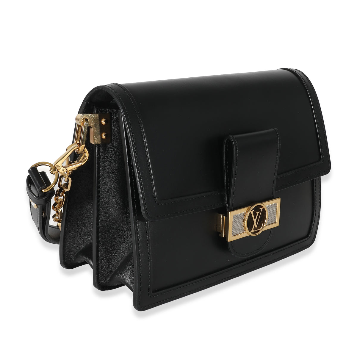 Louis Vuitton Black Smooth Leather Dauphine MM Handbag pv