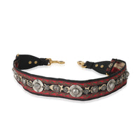 Christian Dior Red Canvas Studded Bohemian Shoulder Strap