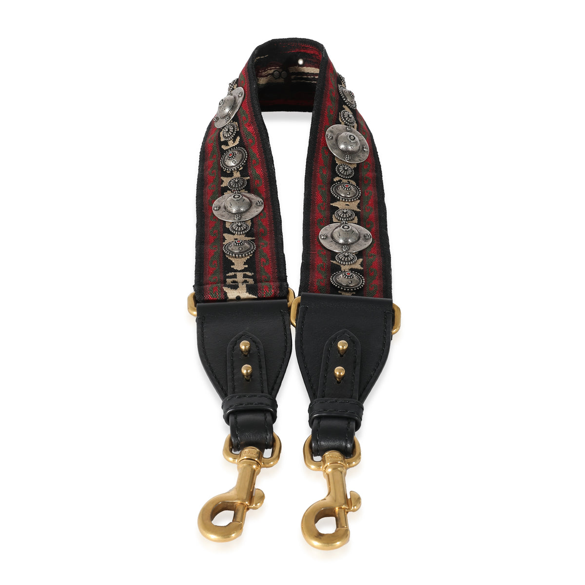 Christian Dior Red Canvas Studded Bohemian Shoulder Strap