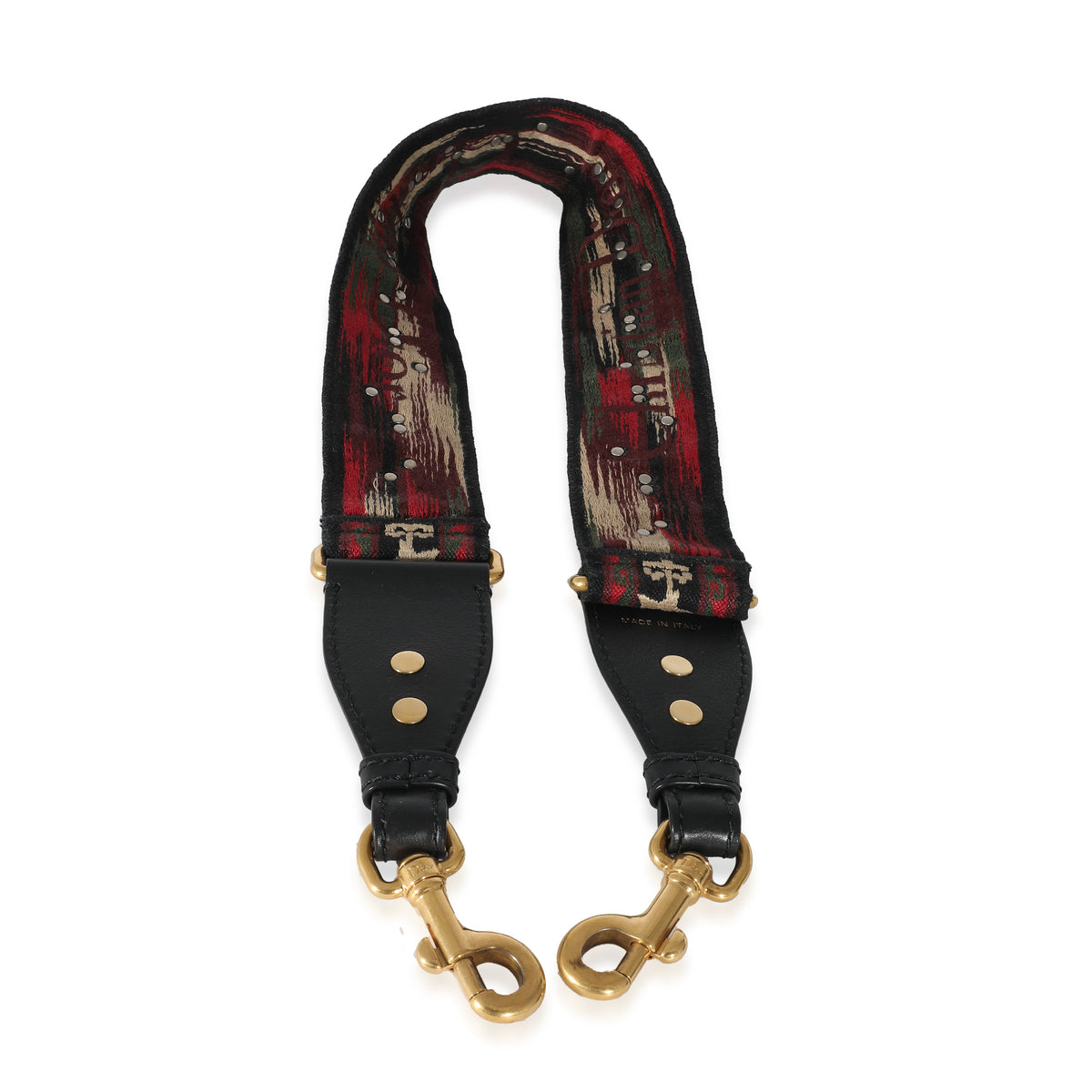 Christian Dior Red Canvas Studded Bohemian Shoulder Strap