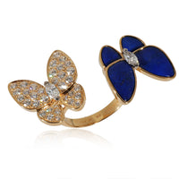 Butterfly Ring with Lapis Lazuli & Diamonds 18k Gold 0.99 CTW
