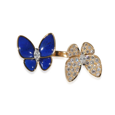 Butterfly Ring with Lapis Lazuli & Diamonds 18k Gold 0.99 CTW