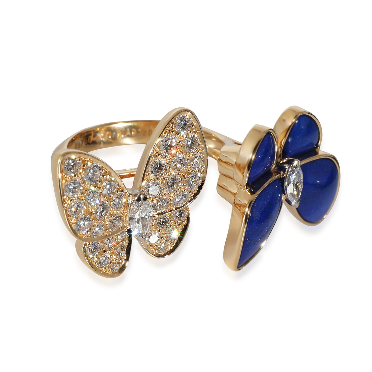 Butterfly Ring with Lapis Lazuli & Diamonds 18k Gold 0.99 CTW