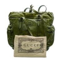 Green Leather GG Drawstring Tote