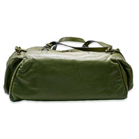 Green Leather GG Drawstring Tote