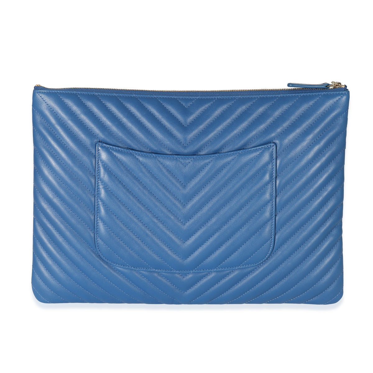 Blue Quilted Chevron Lambskin Large O Case