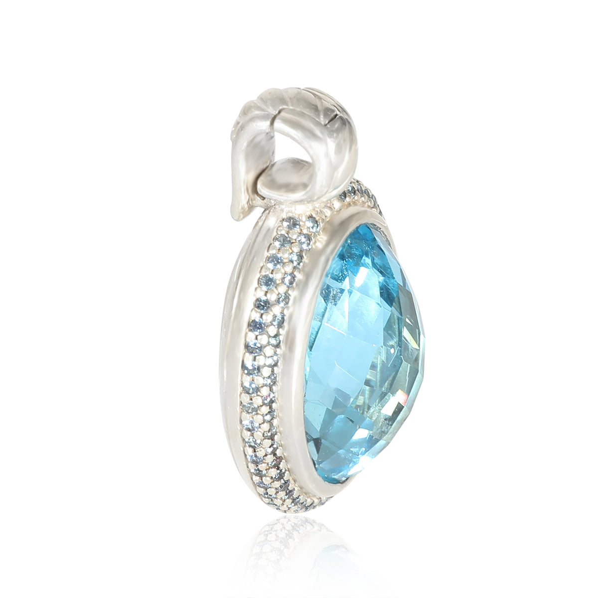 Blue Topaz & Sapphires Oval Enhancer in Sterling Silver