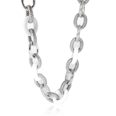 Oval Link Necklace in Sterling Silver With Ceramic
