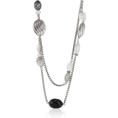 Rock Crystal, Moonstone, Onyx & Chalcedony Necklace in Silver