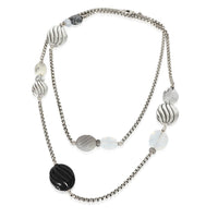 Rock Crystal, Moonstone, Onyx & Chalcedony Necklace in Silver