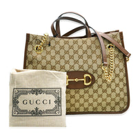 Gucci Beige GG Canvas Medium Horsebit 1955 Tote