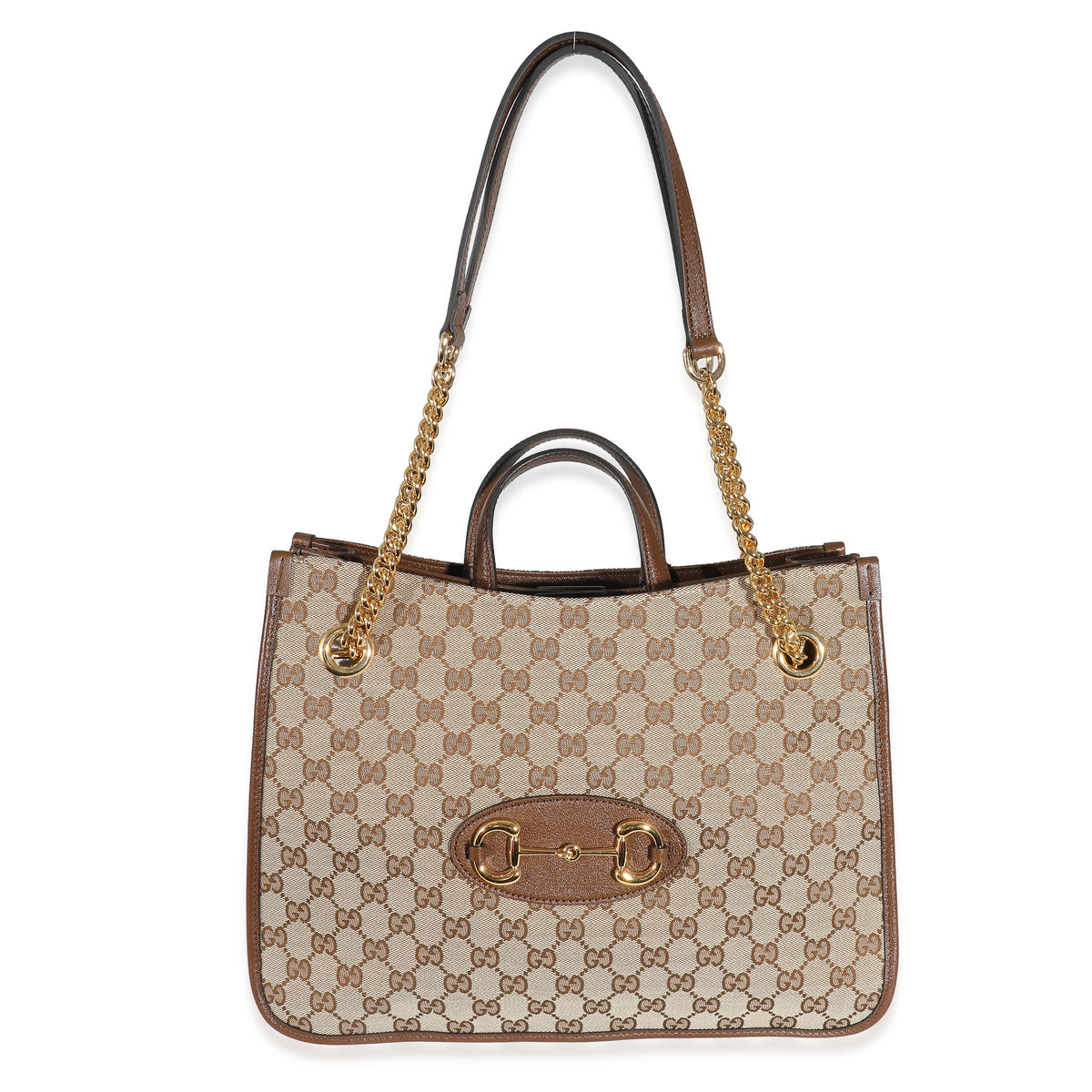 Gucci Beige GG Canvas Medium Horsebit 1955 Tote