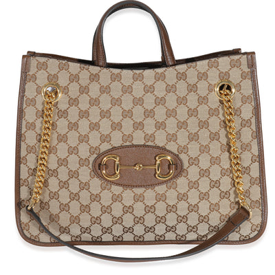 Gucci Beige GG Canvas Medium Horsebit 1955 Tote