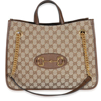 Gucci Beige GG Canvas Medium Horsebit 1955 Tote