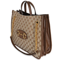 Gucci Beige GG Canvas Medium Horsebit 1955 Tote