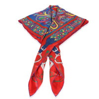 Red Blue Silk Folklore Scarf 140