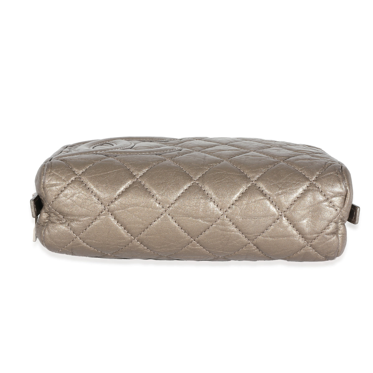 Gold Crinkled Leather Cambon CC Cosmetic Case