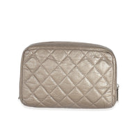 Gold Crinkled Leather Cambon CC Cosmetic Case