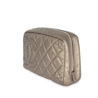 Gold Crinkled Leather Cambon CC Cosmetic Case