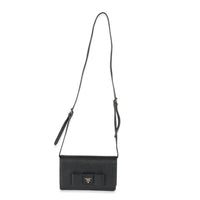 Black Saffiano Lux Bow Crossbody Wallet