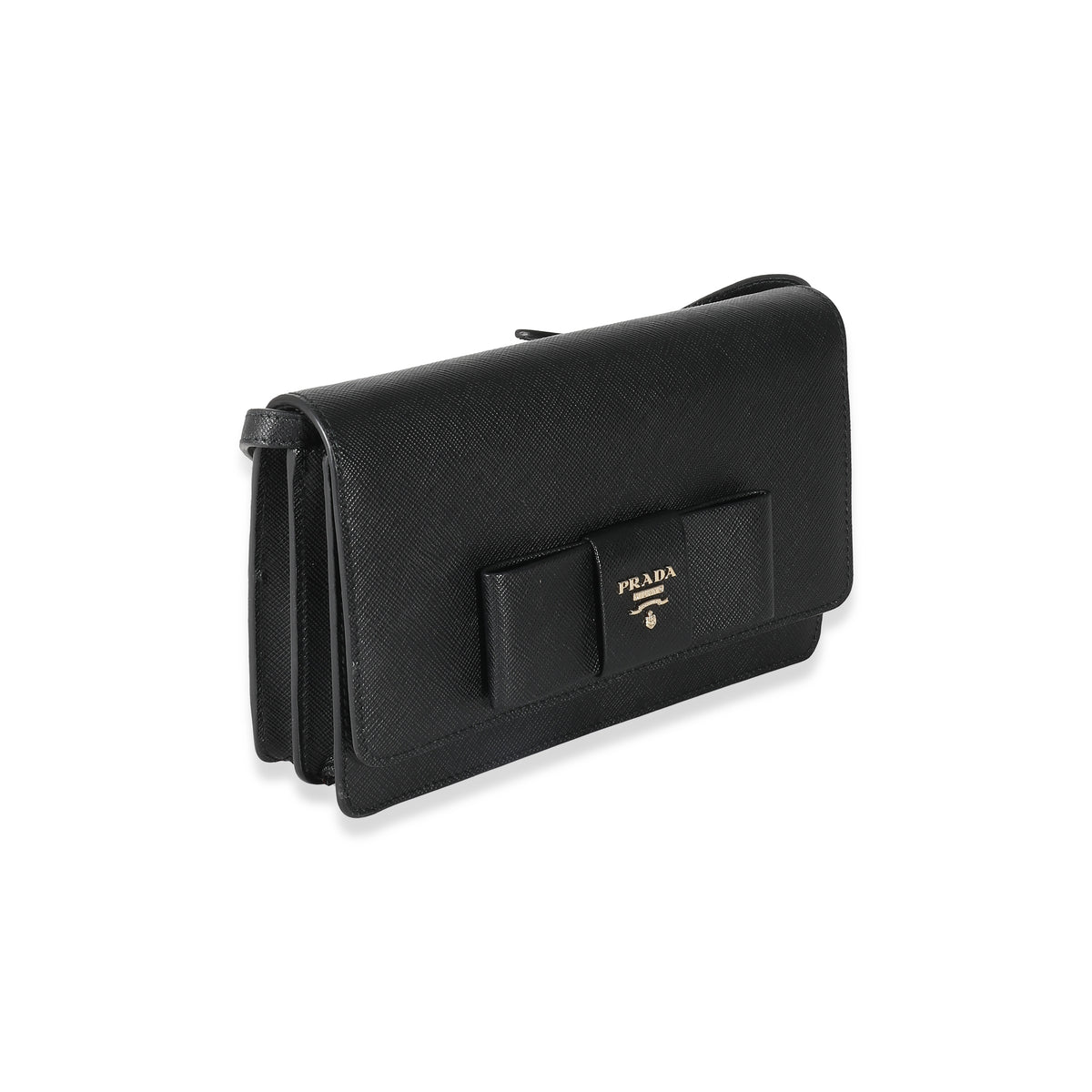 Black Saffiano Lux Bow Crossbody Wallet