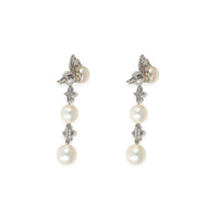 Aria Pearl Earrings with Jackets in Platinum 0.62 CTW