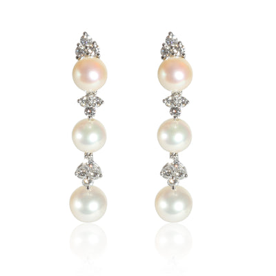 Aria Pearl Earrings with Jackets in Platinum 0.62 CTW