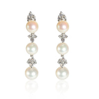 Aria Pearl Earrings with Jackets in Platinum 0.62 CTW