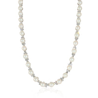 Aria Trio Pearl & Diamonds Necklace in Platinum 4.91 CTW