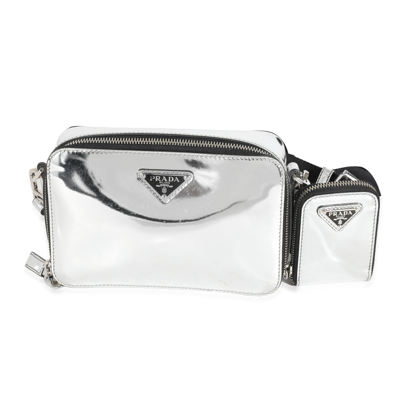 Metallic Silver Spazzolato Brique Crossbody