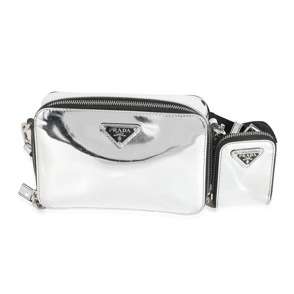 Prada Metallic Silver Spazzolato Brique Crossbody | myGemma | SE