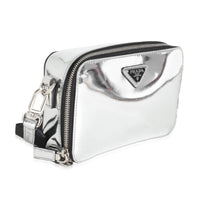 Metallic Silver Spazzolato Brique Crossbody