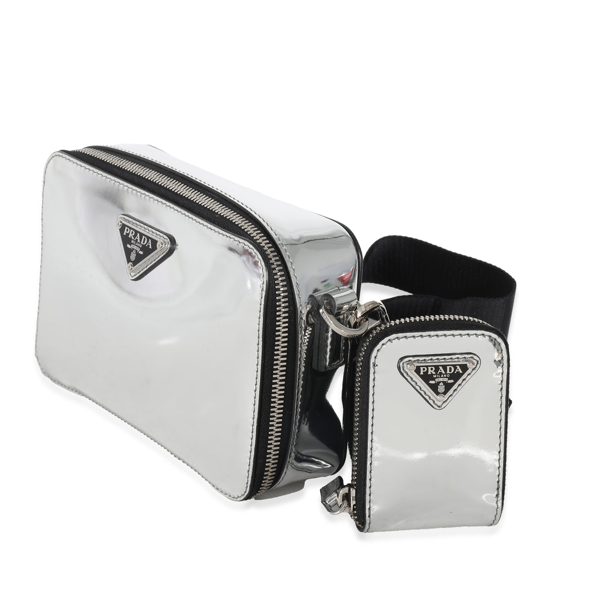 Metallic Silver Spazzolato Brique Crossbody