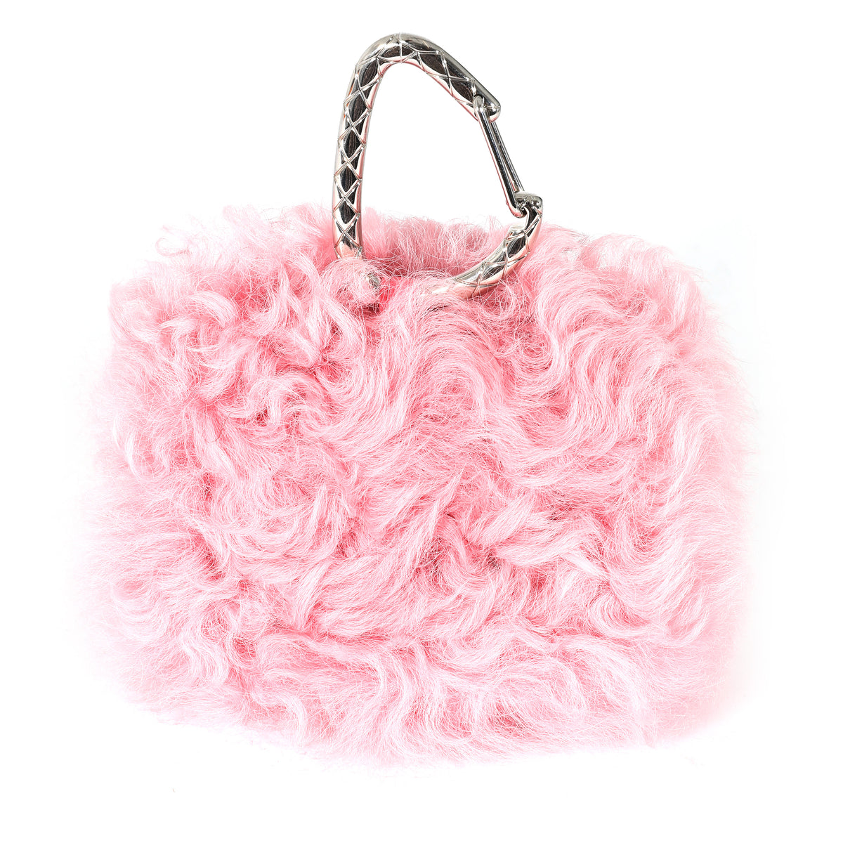 Pink Shearling Lambskin Jewel Hook Card Holder