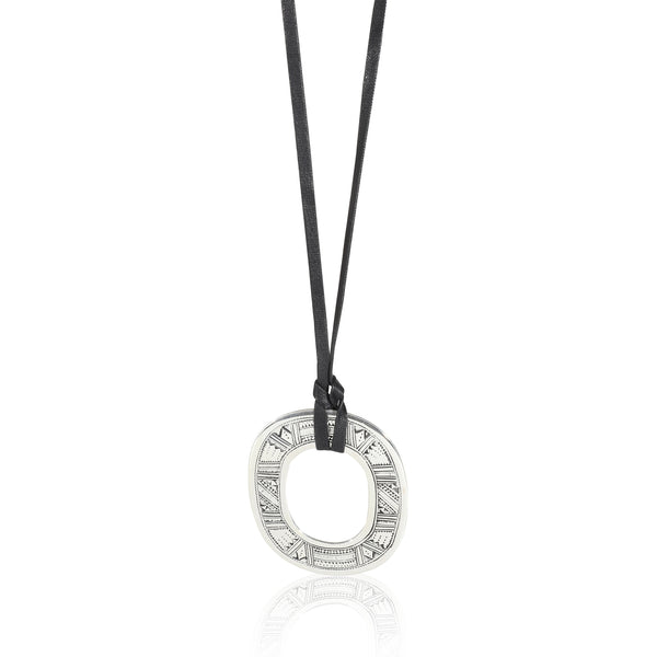 Hermès Sterling Silver Nylon Cord Isthme Touareg Pendant | myGemma