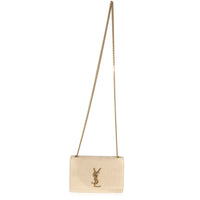 Beige Suede Croc Embossed Small Kate Chain Bag