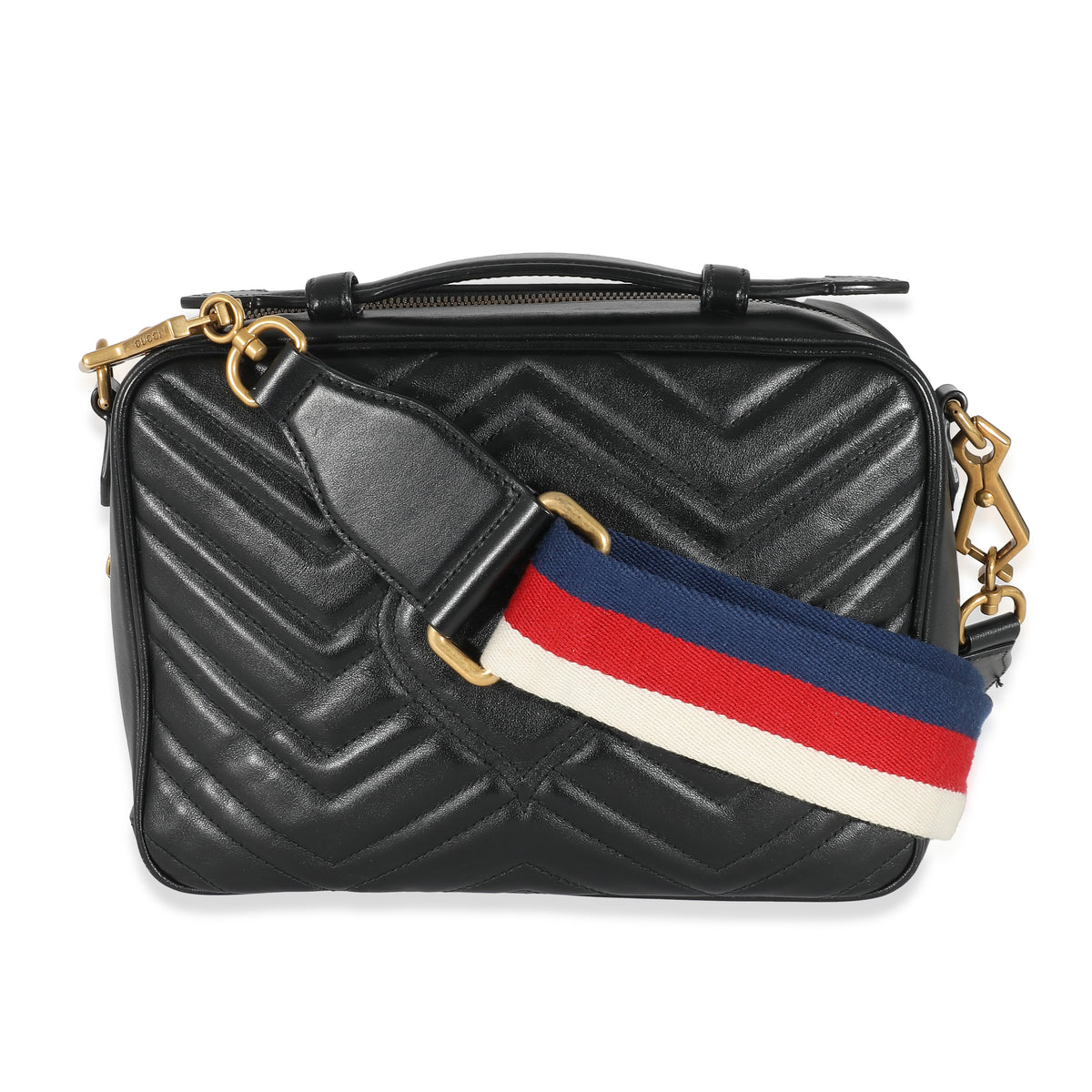 Gucci Black Calfskin Matelasse Sylvie Marmont Top Handle Bag