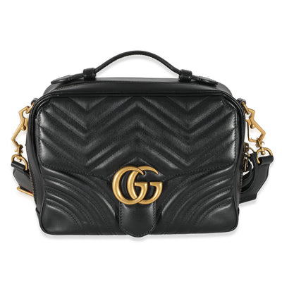 Gucci Black Calfskin Matelasse Sylvie Marmont Top Handle Bag