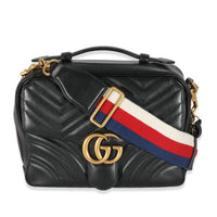 Gucci Black Calfskin Matelasse Sylvie Marmont Top Handle Bag