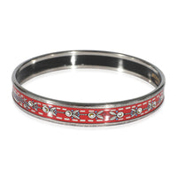 Hermès Red Enamel Palladium Narrow Bracelet 62