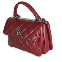 Burgundy Quilted Lambskin Small Trendy Flap Bag