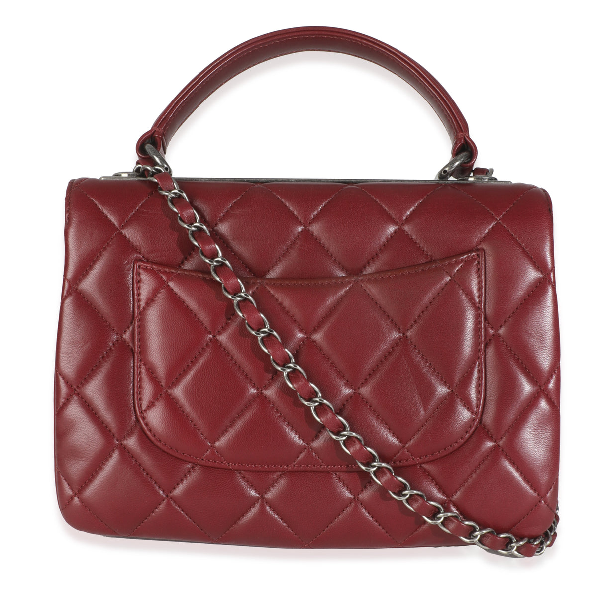 Burgundy Quilted Lambskin Small Trendy Flap Bag