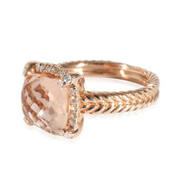 Chatelaine Morganite Diamond Ring in 18K Rose Gold 0.15 CTW