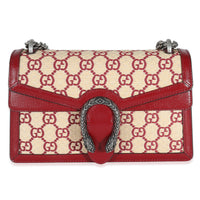 Natural Red Straw Azalea Calfskin GG Monogram Small Dionysus Bag