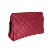 Dark Pink Quilted Caviar CC Timeless Frame Clutch