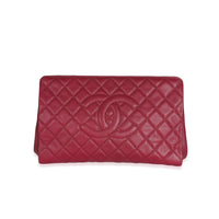 Dark Pink Quilted Caviar CC Timeless Frame Clutch