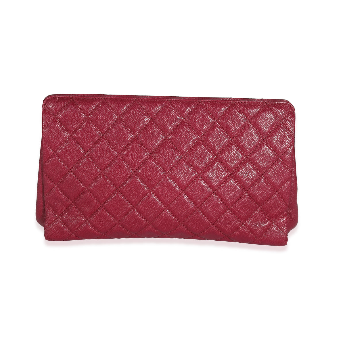 Dark Pink Quilted Caviar CC Timeless Frame Clutch